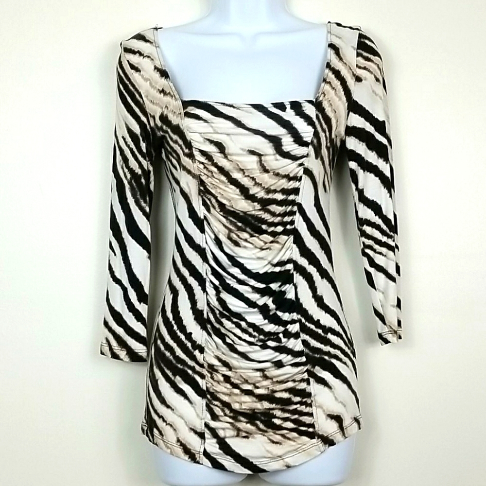 Animal Print Long-Sleeved Blouse Medium